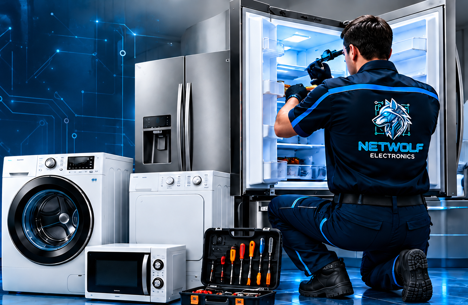 Emblema tecnológico de Netwolf Electronics